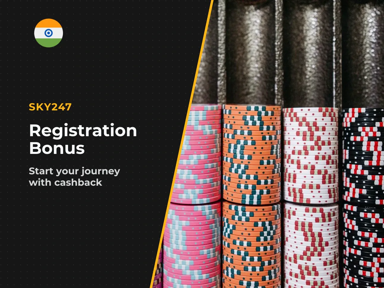 Sign-up bonus and first offers for a new account. The introductory bonus structure for Indian users focuses on cashback recovery rather than aggressive deposit matching. New users can get a bonus retu